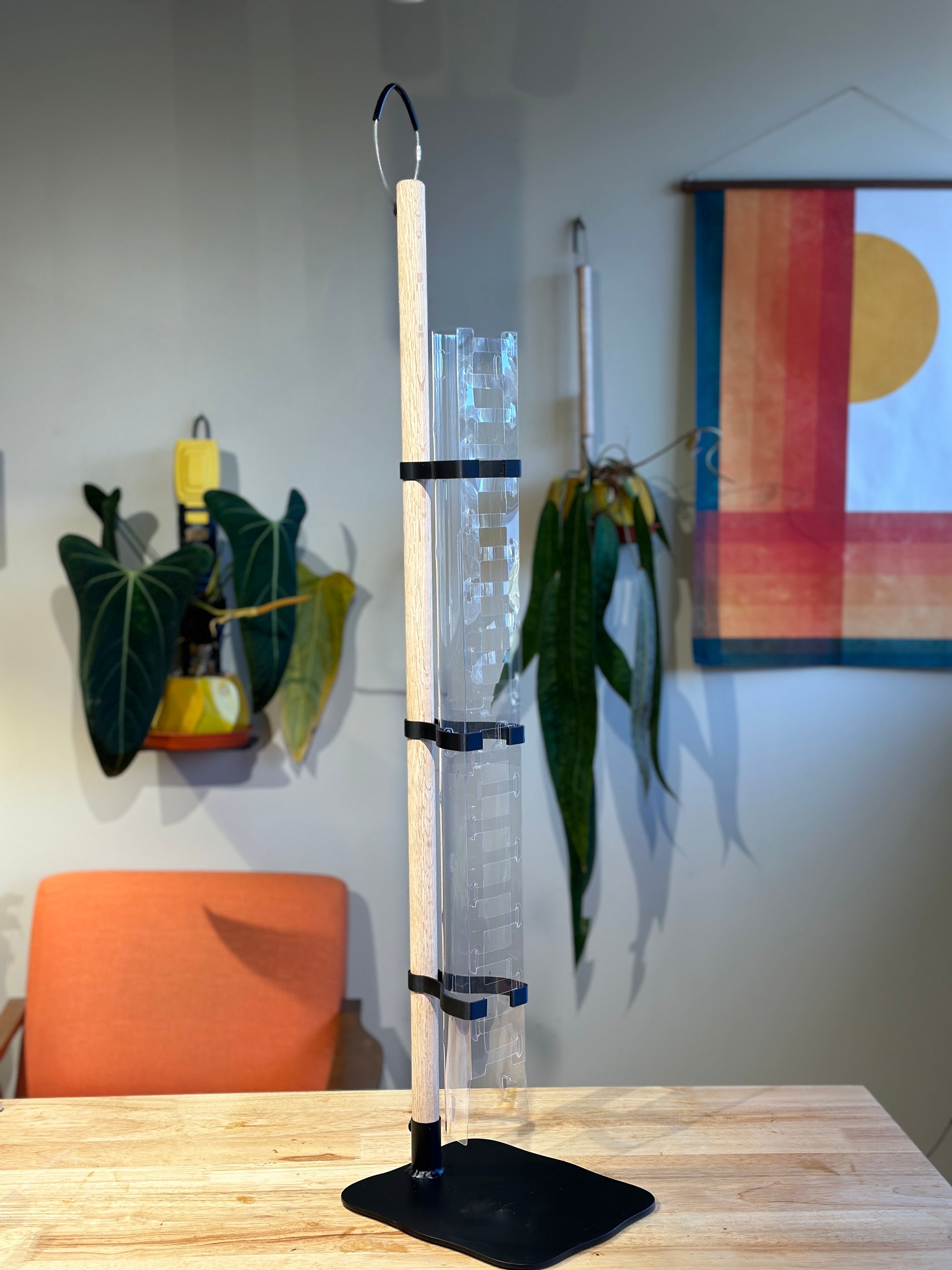 Double Moss Pole with Metal Base